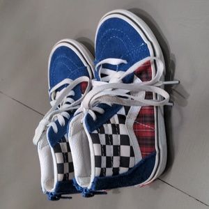 Vans Toddler Blue Plaid Checkerboard Sk8 High shoes size 11